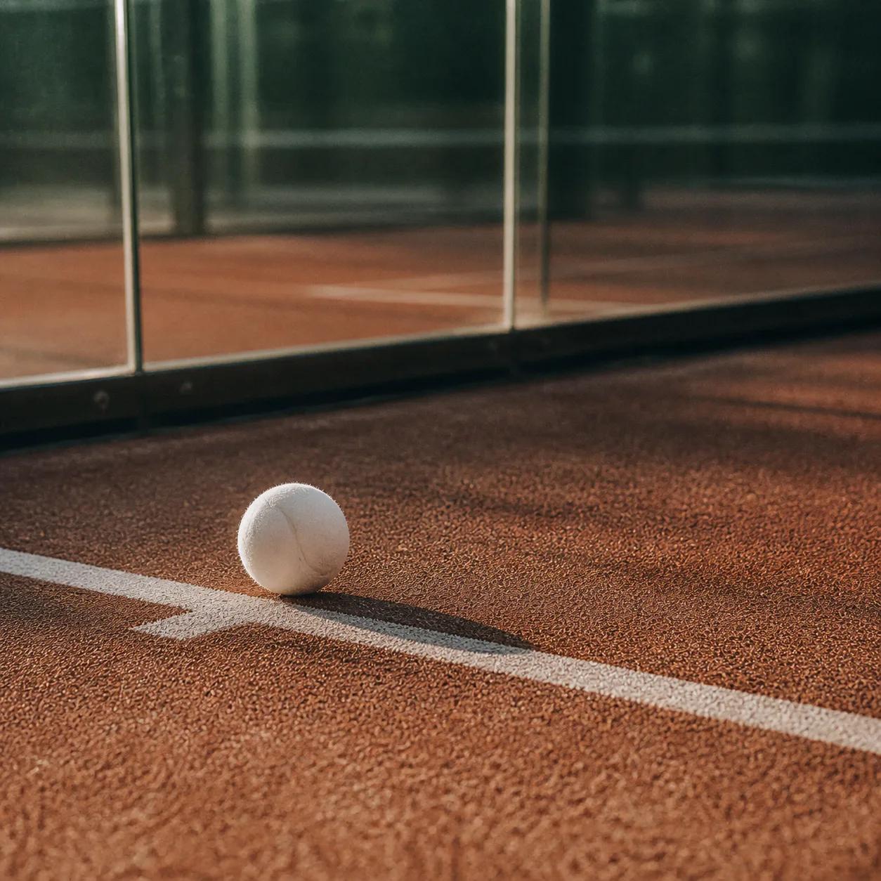 Padel ball on a court line